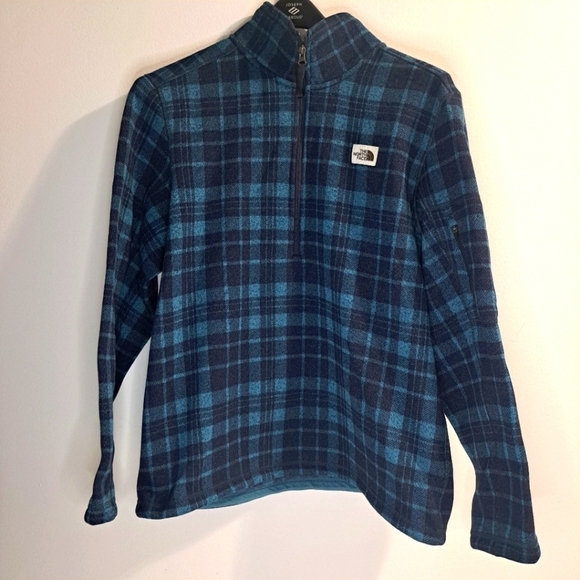The North Face Full Zip Blue Plaid Fleece Lined XL Fits Like LG - Picture 1 of 10
